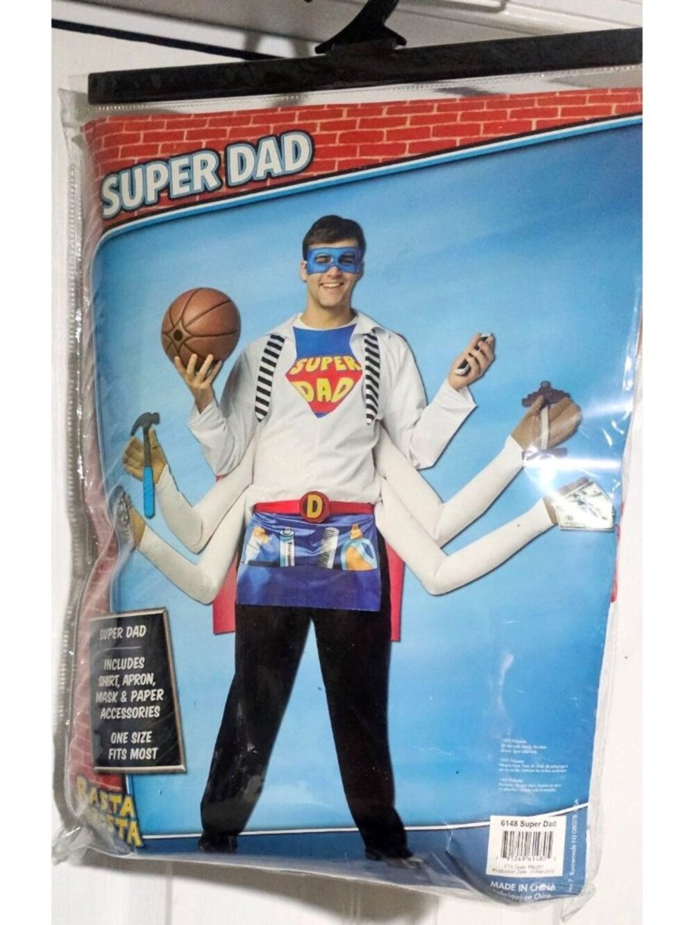 Rasta Imposta Super Dad Costume Adult Men One Size 4 Arms Superhero Halloween NE
